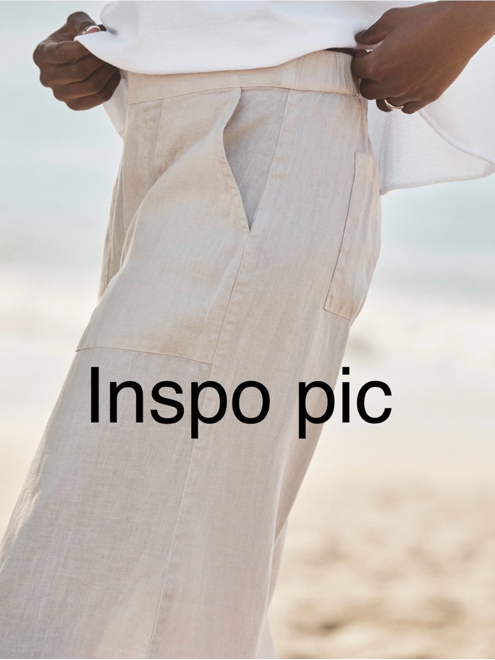100% Linen Liz Claiborne Light Tan Wide-Leg Trousers
